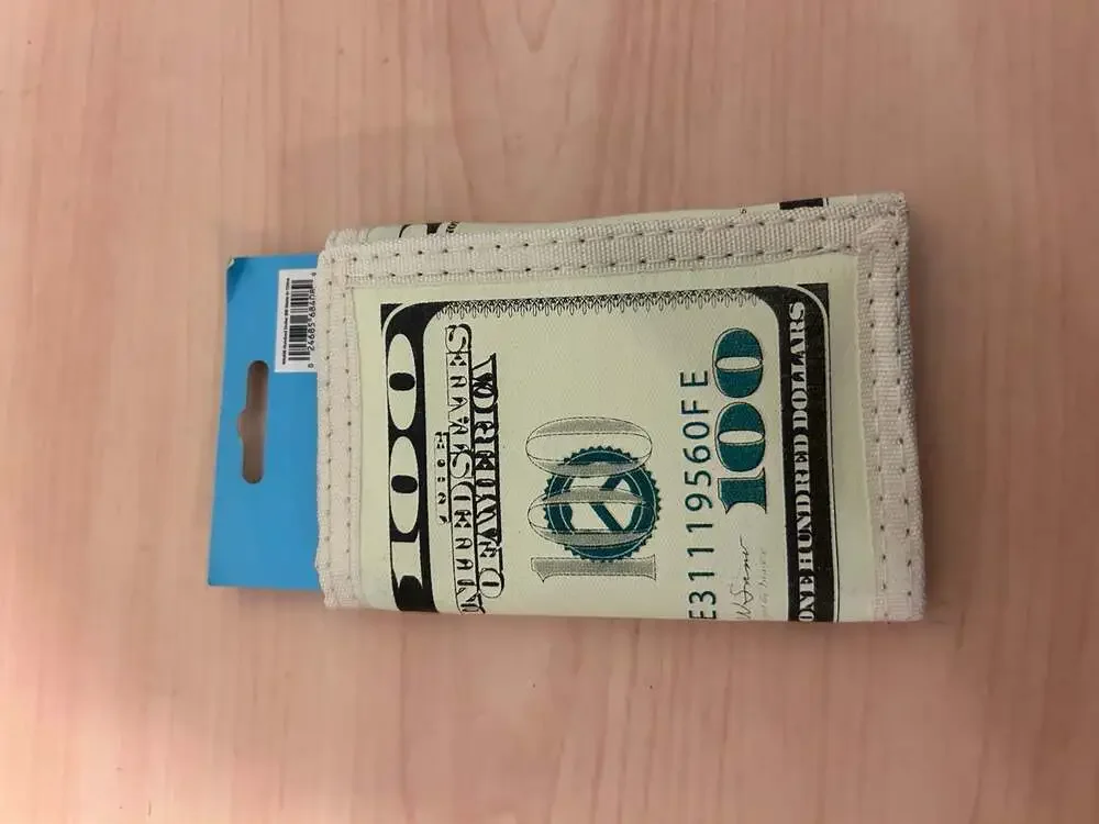 Hundred Dollar Bill Print Tri-Fold Canvas Wallet
